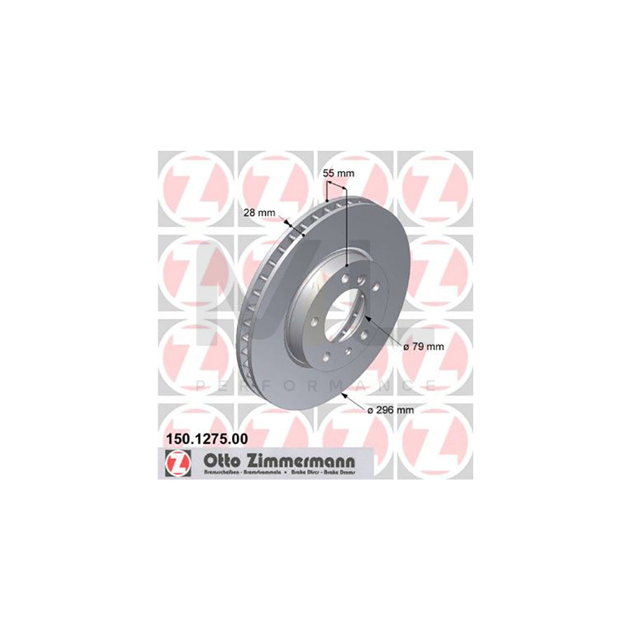 ZIMMERMANN 150.1275.00 Brake Disc for BMW 5 Series Internally Vented, High-carbon
