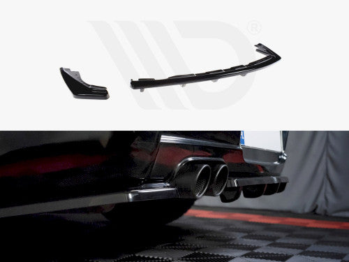 Maxton Design Gloss Black Central Rear Splitter with Vertical Bars for BMW 1 Series E81/E87 M Sport Facelift 2007-2011 3/5 Door Hatchback (Petrol)