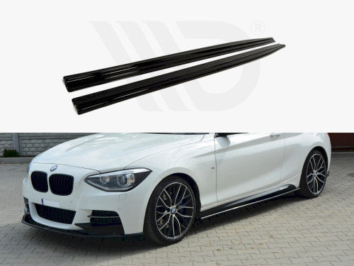 Maxton Design Gloss Black Side Skirts Diffusers BMW 1 F21 M-Power 3Dr (Preface)