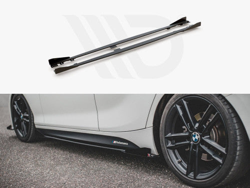 Maxton Design Black + Gloss Flaps Racing Durability Side Skirts Diffusers V2 (+Flaps) BMW 1 F20 M135I / M140I / M-Pack (2011-2019)
