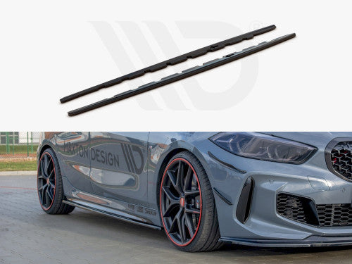 Maxton Design Side Skirt Diffusers / Side Skirts Gloss Black ABS for BMW 1 Series F40 M135i & M Sport (2019+)
