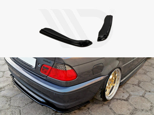 Maxton Design Gloss Black Rear Side Splitters (Rear Spats/Rear Bumper Extensions) for BMW 3 Series E46 Coupe M Sport/M Tech (M Pack) 1999–2003