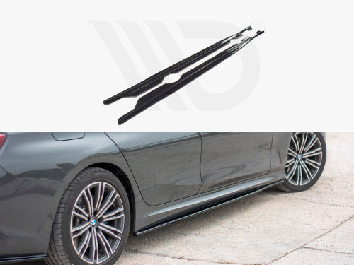 Maxton Design Gloss Black Side Skirts Diffusers/Extensions for BMW 3 Series G20 M Sport 2019-2022