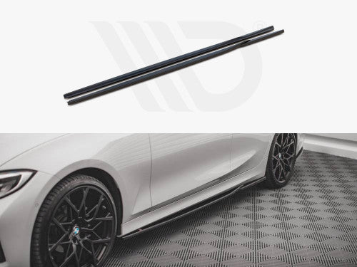 Maxton Design Gloss Black Side Skirt Diffusers/Splitters for BMW 3 Series G20/G21 (2018-2022) Saloon & Touring - M Sport Compatible - Pair with Fitting Kit
