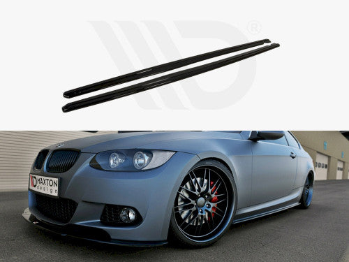 Maxton Design ABS Gloss Black Side Skirt Splitters/Extensions for BMW 3 Series E92 Coupe M Sport 2006–2009 (Pair) with Fitting Kit