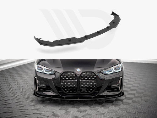 Maxton Design Street Pro Front Splitter with Gloss Flaps for BMW 4 Series G22 Coupe M Sport/M Pack (2020+) – 10mm ABS Black Front Lip Spoiler