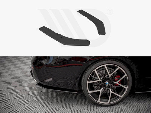Maxton Design Street Pro Rear Side Splitters (Rear Spats / Bumper Extensions) for BMW 4 Series G22 M Sport (M-Pack) 2020+ - 10mm Matte Black or Red Core ABS