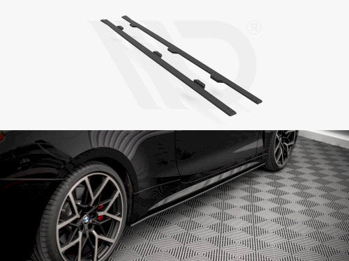 Maxton Design Street Pro Side Skirt Extensions Diffusers for BMW 4 Series G22 M Sport (M Pack) 2020+ - Matte Black 10mm ABS - Pair