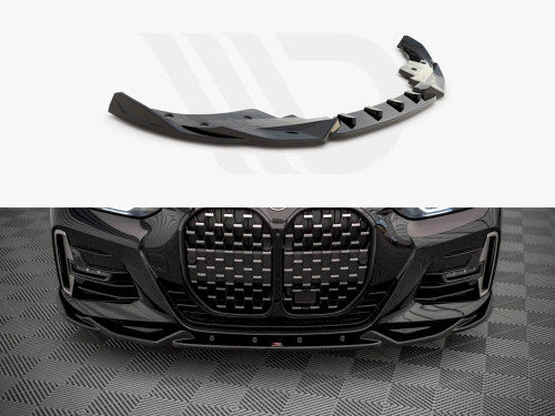 Maxton Design V.2 Gloss Black Front Splitter / Lip Spoiler for BMW 4 Series G22 Coupe M Sport (M-Pack) 2020-on