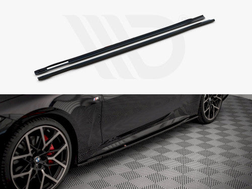 Maxton Design V3 Gloss Black Side Skirt Diffusers/Extensions for BMW 4 Series G22 Coupe M Sport (M Pack) 2020+ (420i 430i M440i)