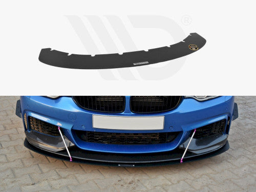 Maxton Design V.3 Front Racing Splitter / Front Lip Spoiler for BMW 4 Series F32 Coupe M Sport & M Performance 2013-2016 - Black ABS