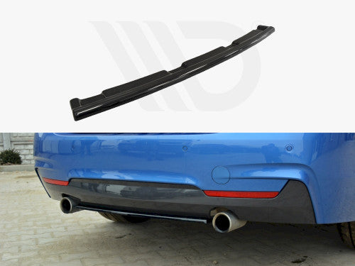 Maxton Design Central Rear Splitter Gloss Black (No Vertical Bars) for BMW 4 Series F32 Coupe M Sport 2013–2016 | ABS Rear Diffuser/Lip