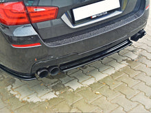 Load image into Gallery viewer, Maxton Design Gloss Black Central Rear Diffuser/Splitter for BMW 5 Series F11 Touring Estate (2011+) M Sport/M-Pack - Fits Quad Exhaust (Two Double Tips)
