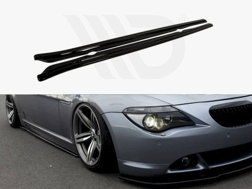 Maxton Design Gloss Black Side Skirts Diffusers (Side Skirt Splitters) for BMW 6 Series E63/E64 2003-2007 Preface/Pre-Facelift