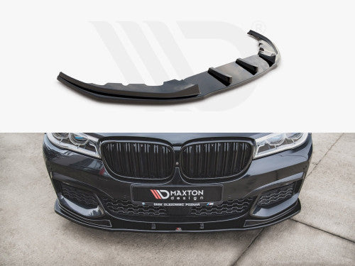 Maxton Design Gloss Black Front Splitter V2 for BMW 7 Series G11 (2015-2018) M Sport/M-Pack Front Lip Spoiler