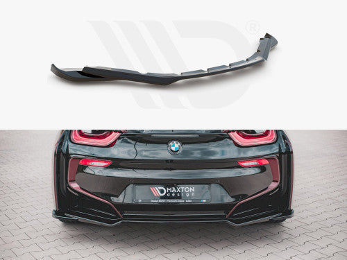 Maxton Design Central Rear Splitter for BMW i8 2014-2020 - Gloss Black ABS Rear Lip Diffuser