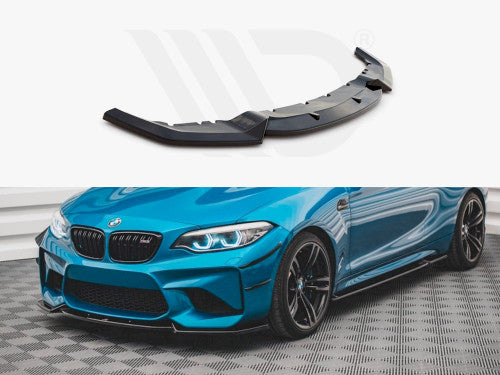 Maxton Design Gloss Black Front Splitter V.2 for BMW M2 F87 (2016-2020) Front Bumper Lip Spoiler