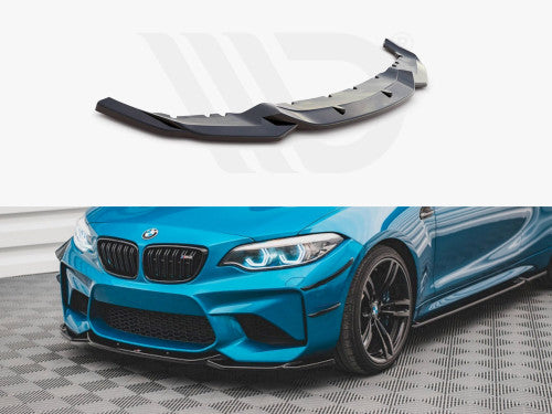 Maxton Design Gloss Black Front Splitter V.3 (V3) for BMW M2 F87 (2016-2020) Front Bumper Lip Spoiler