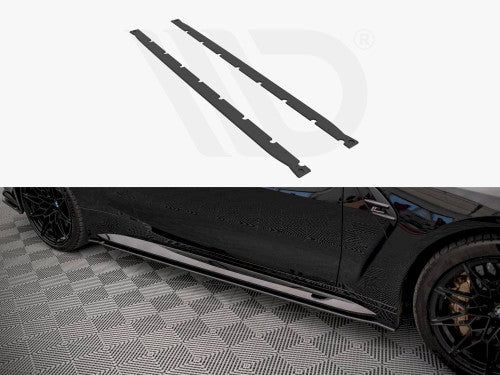 Maxton Design Street Pro Side Skirt Extensions/Diffusers (10mm ABS) for BMW M4 G82 2021-On - Matte Black or Red Core