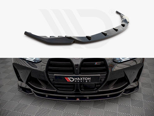 BMW M4 G82 / M3 G80 Front Splitter V.2 (2021+) - Maxton Design Gloss Black Front Lip Spoiler