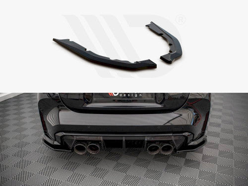 Maxton Design Gloss Black Rear Side Splitters (Rear Spats) for BMW M4 G82 2021-on - Fits Carbon Package - Pair with Fitting Kit