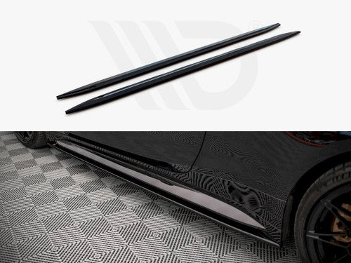 Maxton Design V2 Gloss Black Side Skirt Diffusers Extensions for BMW M4 G82 2021+ ABS Splitters (Pair)