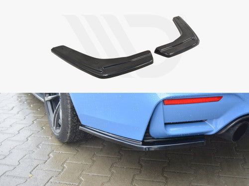 Maxton Design Rear Side Splitters (Rear Spats/Bumper Extensions) - Gloss Black ABS for BMW M4 F82 Coupe 2014-2020 | Pair, Direct Fit