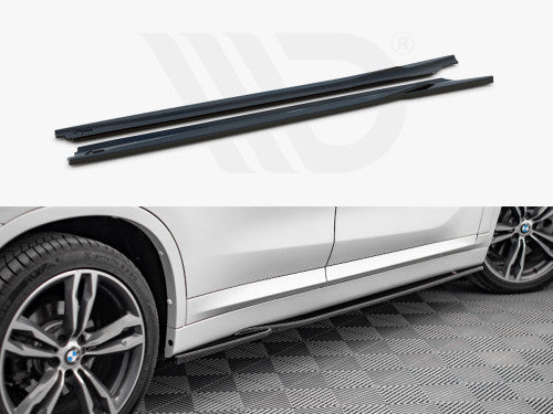 Maxton Design Gloss Black Side Skirts Diffusers Splitters for BMW X1 F48 M Sport (M-Pack) 2015-2019