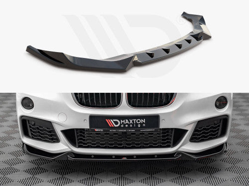 Maxton Design Gloss Black Front Splitter V.2 – BMW X1 F48 M Sport/M-Pack 2015-2019 Front Lip Bumper Spoiler