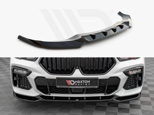 Maxton Design Front Splitter V.1 Gloss Black for BMW X6 G06 M Sport M Pack (2019+) Front Bumper Lip Spoiler
