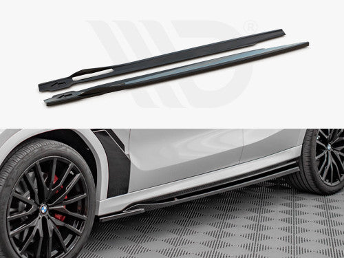 Maxton Design Gloss Black Side Skirts Diffusers Splitters for BMW X6 G06 M Sport (M-Pack) 2019-on - ABS Pair