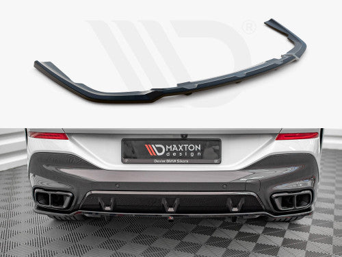 Maxton Design Gloss Black Central Rear Splitter with Vertical Bars for BMW X6 G06 M-Pack/M Sport (2019-On) – Rear Diffuser Valance Lip