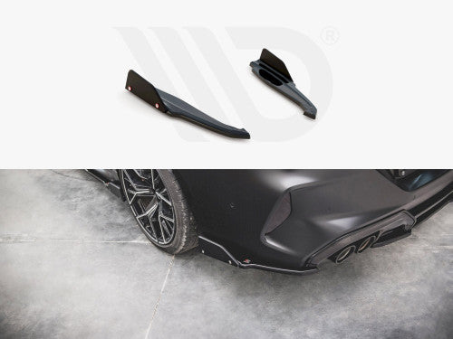 Maxton Design Gloss Black Rear Side Splitters V1 with Flaps for BMW M8 Gran Coupe F93 (2019+) - Rear Spats/Corner Splitters