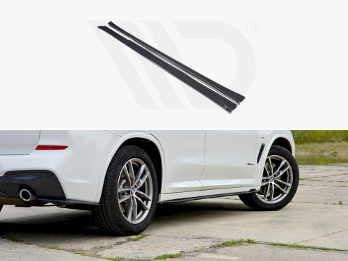 Maxton Design Gloss Black Side Skirts Diffusers/Extensions (Side Splitters) for BMW X3 G01 M Sport (M-Pack) 2018-On