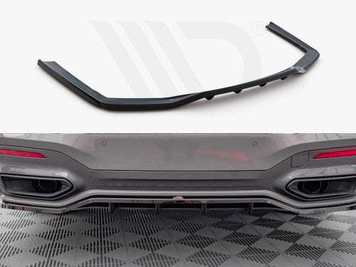 Maxton Design Rear Centre Splitter with Vertical Bars - Gloss Black - BMW 7 Series G11 LCI Facelift (2019+) M Pack/M Sport Rear Diffuser Style