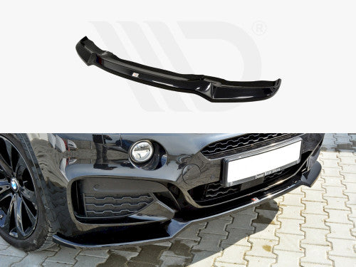 Maxton Design Front Splitter V.1 Gloss Black BMW X6 F16 M Sport 2014-2019 | Front Lip Spoiler | Bumper Lip | ABS