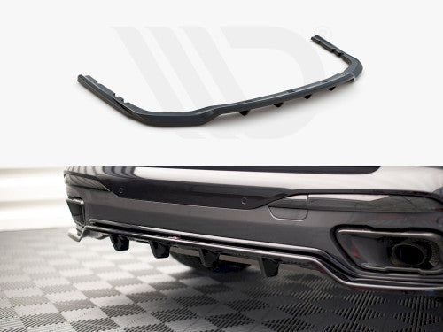 BMW X7 G07 2018+ Maxton Design Central Rear Splitter with Vertical Bars - Gloss Black Diffuser Style
