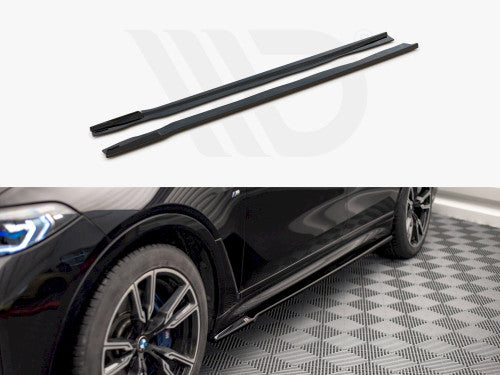 Maxton Design Gloss Black Side Skirt Diffusers for BMW X7 G07 2018+ | Side Splitters & Rocker Panel Extensions | ABS | Pair with Mounting Kit