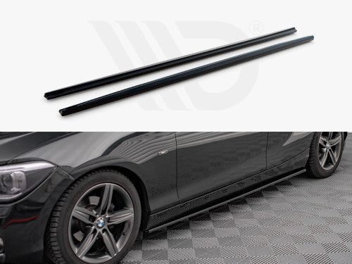 Maxton Design Gloss Black Side Skirts Diffusers/Splitters for BMW 1 Series F20 (2011-2015) ABS Pair with Mounting Kit