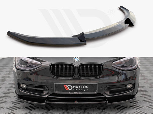 Maxton Design V.2 Gloss Black Front Splitter / Front Lip / Bumper Lip Spoiler for BMW 1 Series F20 (2011-2015)