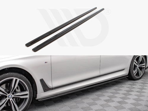 Maxton Design Gloss Black Side Skirt Diffusers/Extensions for BMW 7 Series G12 Long Wheelbase (LWB) M Sport/M Pack 2015-on