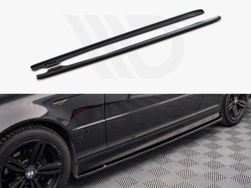 Maxton Design Gloss Black Side Skirts Diffusers V.2 for BMW 3 Series E46 Coupe M Sport (M-Pack) 1999-2005