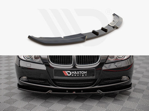 Maxton Design V.1 Gloss Black Front Splitter / Front Bumper Lip Spoiler for BMW 3 Series E90 Saloon (Sedan) 2004-2008 ABS OEM Fit