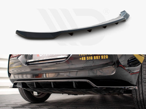 Maxton Design Gloss Black Rear Centre Splitter (Vertical Bars) for BMW i3 Mk1 Facelift 2017–2022