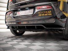 Load image into Gallery viewer, Maxton Design Gloss Black Rear Centre Splitter (Vertical Bars) for BMW i3 Mk1 Facelift 2017–2022
