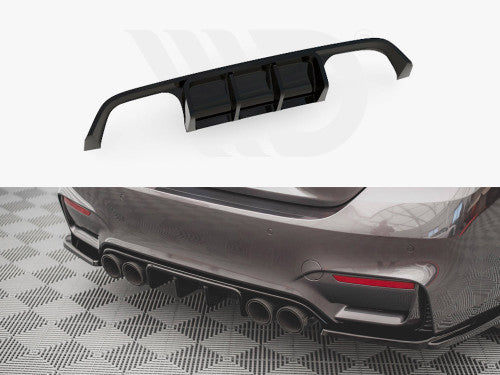 BMW M4 F82 Coupe 2014-2020 Rear Bumper Diffuser Valance - Gloss Black ABS OEM Replacement by Maxton Design
