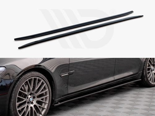 Maxton Design Gloss Black Side Skirt Extensions Diffusers for BMW 7 Series F01 M Sport M-Pack 2008-2013