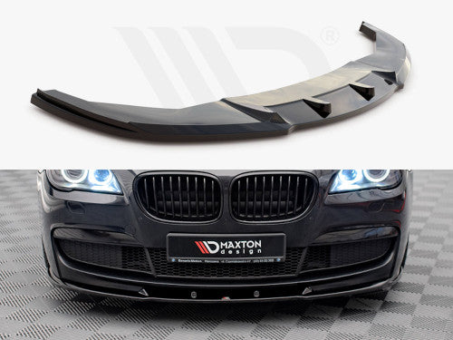 Maxton Design Gloss Black Front Splitter V.2 for BMW 7 Series F01 M Sport (M-Pack) 2008-2013 | Front Bumper Lip Spoiler ABS