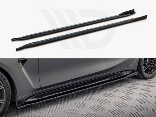 Maxton Design V2 Gloss Black Side Skirts Diffusers for BMW M3 G80 (2021+) Side Splitter Extensions