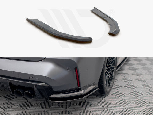 Maxton Design Gloss Black Rear Side Splitters V.1 for BMW M3 G80 Saloon (2021+) - Rear Bumper Spats/Extensions Pair